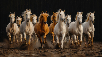 group of horses - obrazy, fototapety, plakaty