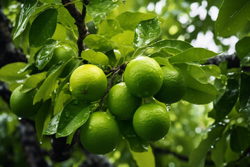 Fototapeta premium Green limes on a tree