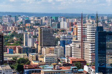 Skyline of Central business district and Uhuru Park, Nairobi, Kenya - 754113934