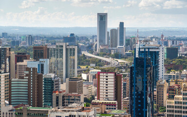 Fototapeta na wymiar Skyline of Central business district and Uhuru Park, Nairobi, Kenya