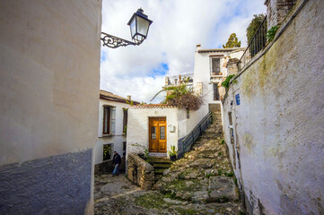 Backstreet in the Albaicin neighborhood in Granada, Andalusia,  Spain