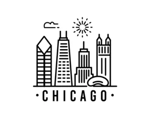 Chicago minimal style City Outline Skyline with Typographic. © bioraven