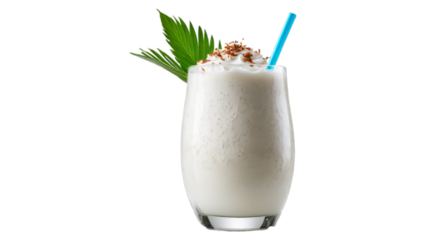 cold coconut milkshake on isolated on transparent png background. Generative ai