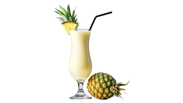 cold pia colada on isolated on transparent png background. Generative ai