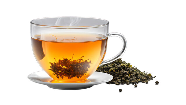 hot oolong tea on isolated on transparent png background. Generative ai