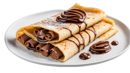 nutella crepes on isolated on transparent png background. Generative ai