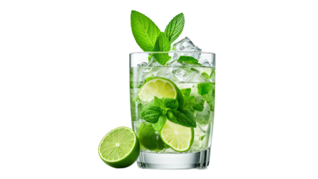 mojito on isolated on transparent png background. Generative ai