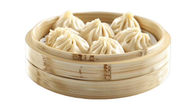 Xiaolongbao on isolated on transparent png background. Generative ai