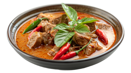 Northern Thai Pork Curry on isolated on transparent png background. Generative ai