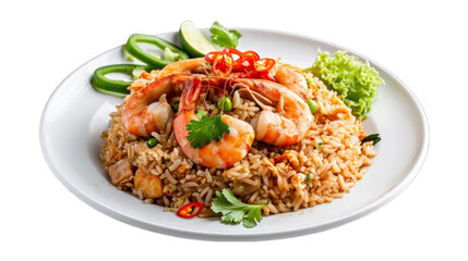 Shrimp Paste Fried Rice on isolated on transparent png background. Generative ai