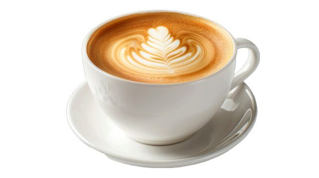 Latte on isolated on transparent png background. Generative ai