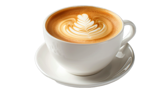 Latte on isolated on transparent png background. Generative ai