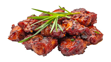 Stir-Fried Crispy Pork Belly with Chili Paste on isolated on transparent png background. Generative ai