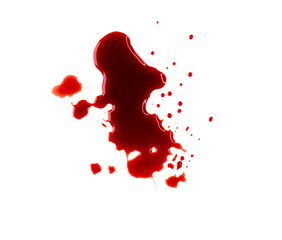 Real blood with drops, spray, splashes as texture isolated on white, clipping path, PNG - 754122537