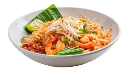 Pad Thai on isolated on transparent png background. Generative ai