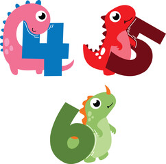 Dinosaur Themed Number Illustrations
