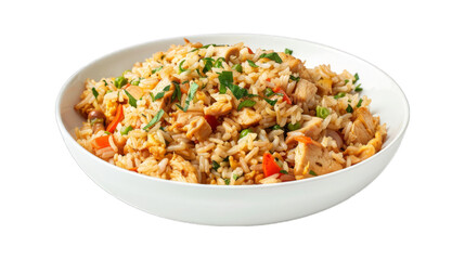 Fried rice on isolated on transparent png background. Generative ai