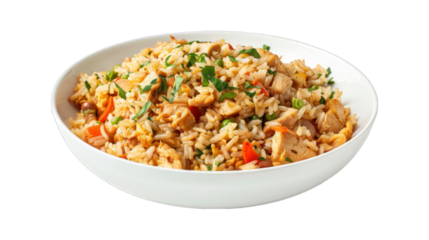 Fried rice on isolated on transparent png background. Generative ai