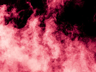 Red smoke isolated black background