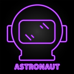 astronaut neon sign, modern glowing banner design, colorful modern design trend on black background. Vector illustration.
