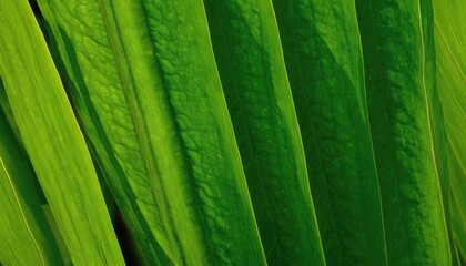 The bright green leaves up close are a symbol of naturalness and green power.