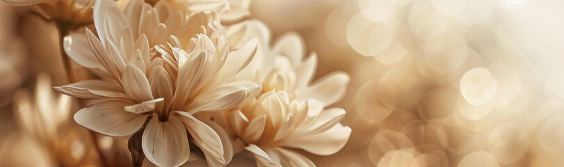 A soft and delicate beige floral background presents a dreamy, elegant setting
