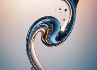 Abstract shape in the form of long, liquid-like tubes with a metallic sheen
