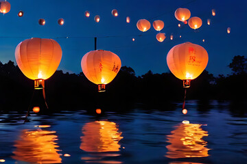 chinese lanterns at night