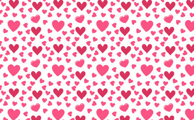 hand drawn doodle Hearts shape red line seamless pattern heart on white Abstract background vector illustration