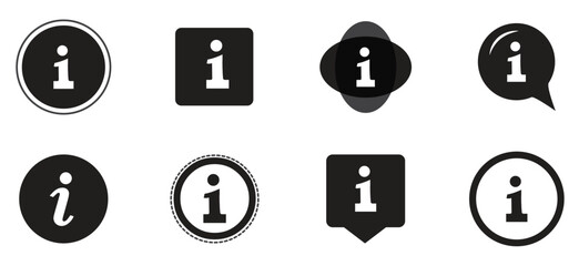 Info icons set. Information icon and button vector flat designs - stock vector.