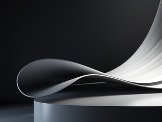 Elegant White Paper Wave on Dark Background