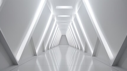Obraz premium Futuristic White Corridor in Modern Architecture