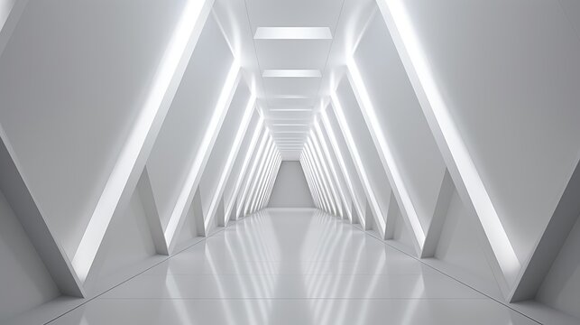Futuristic White Corridor in Modern Architecture