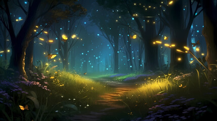 Fototapeta premium A magical and mysterious atmosphere like a fairy tale, the leaves are bathed in a dreamy light