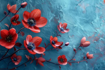 Floral Elegance Blue Background