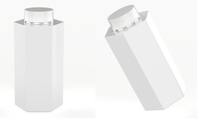 empty hexagonal plastic bottle isolated on a white backgrounds. 3d illustration.