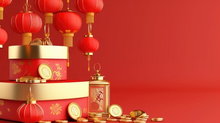 Chinese New Year Prosperity and Decorations Theme - obrazy, fototapety, plakaty