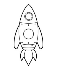 Cute and funny coloring page of a rocket. Provides hours of coloring fun for children. To color this page is very easy. Suitable for little kids and toddlers.