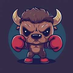 bison with boxing gloves