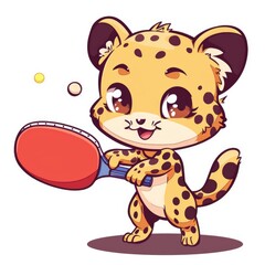 cheetah with racket