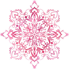 Pink snowflake, illustration on white background
