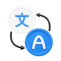 3D Language Clubs Logo Multilingual Unity. 3d illustration, 3d element, 3d rendering. 3d visualization isolated on a transparent background