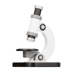 3D Microscope Model Unveiling The Microcosm. 3d illustration, 3d element, 3d rendering. 3d visualization isolated on a transparent background