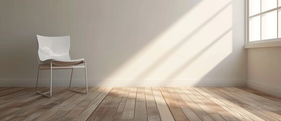 Modern Minimalist Room with Sunlight and Chair