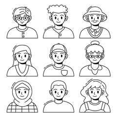 People avatar character set doodle