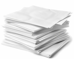 Blank White Paper Stack Isolated on White Background with Clipping Path - Perfect for Document, Printing, and Creativity Projects