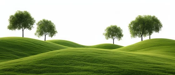 Fotobehang Tranquil Green Hills with Lush Trees Panorama © evening_tao