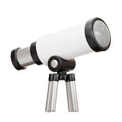 3D Telescope Model Exploring Celestial Horizons. 3d illustration, 3d element, 3d rendering. 3d visualization isolated on a transparent background
