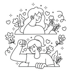 Woman doodle hand drawn illustration