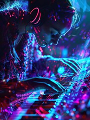 A musician creating beats with AI Sound of the Future